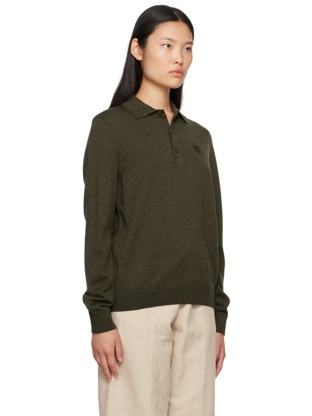 Khaki Bold Fox Head Polo - 2