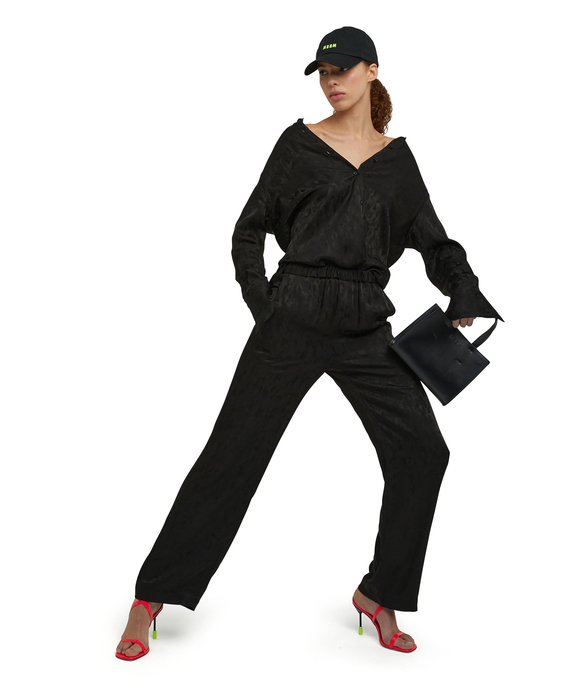 Viscose jacquard camouflage flowing pants with straight legs - 5