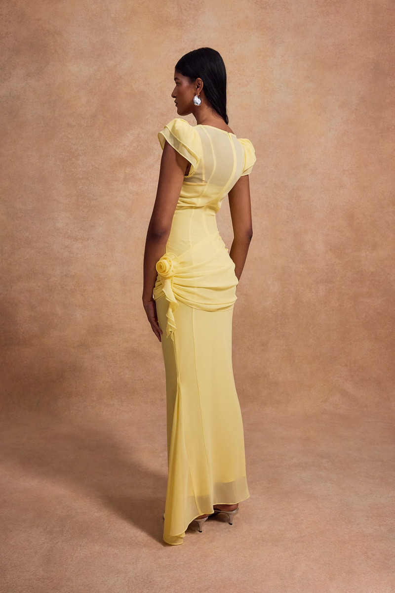 FLORENTINE MAXI DRESS IN SHERBET YELLOW CHIFFON 4