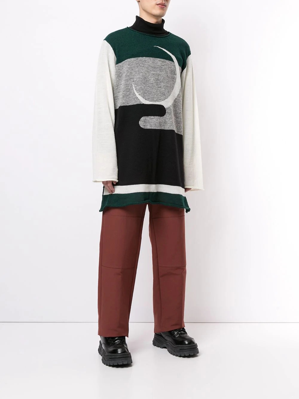 colour-block roll neck jumper - 3