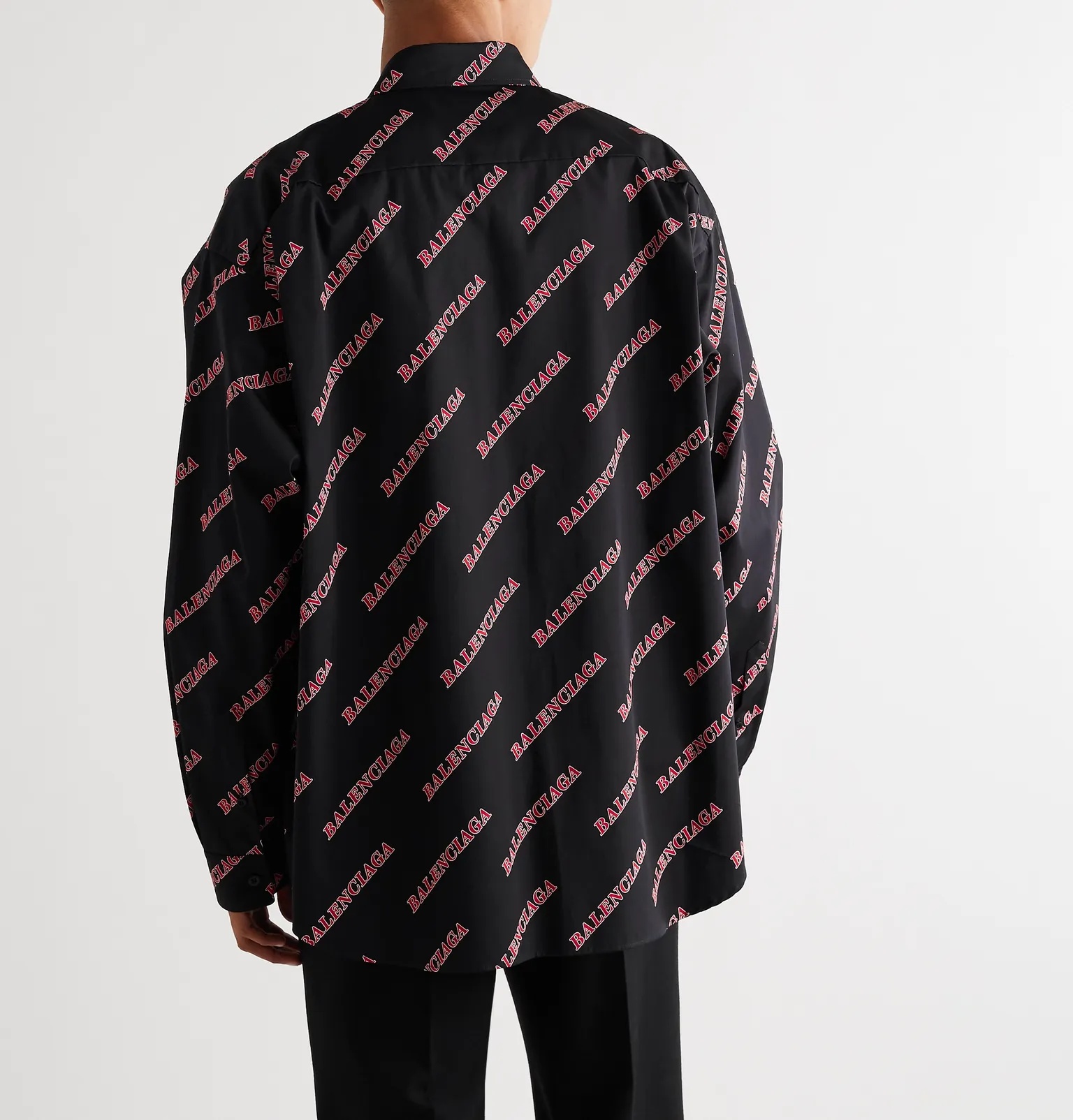 Button-Down Collar Oversized Logo-Print Cotton-Poplin Shirt - 4