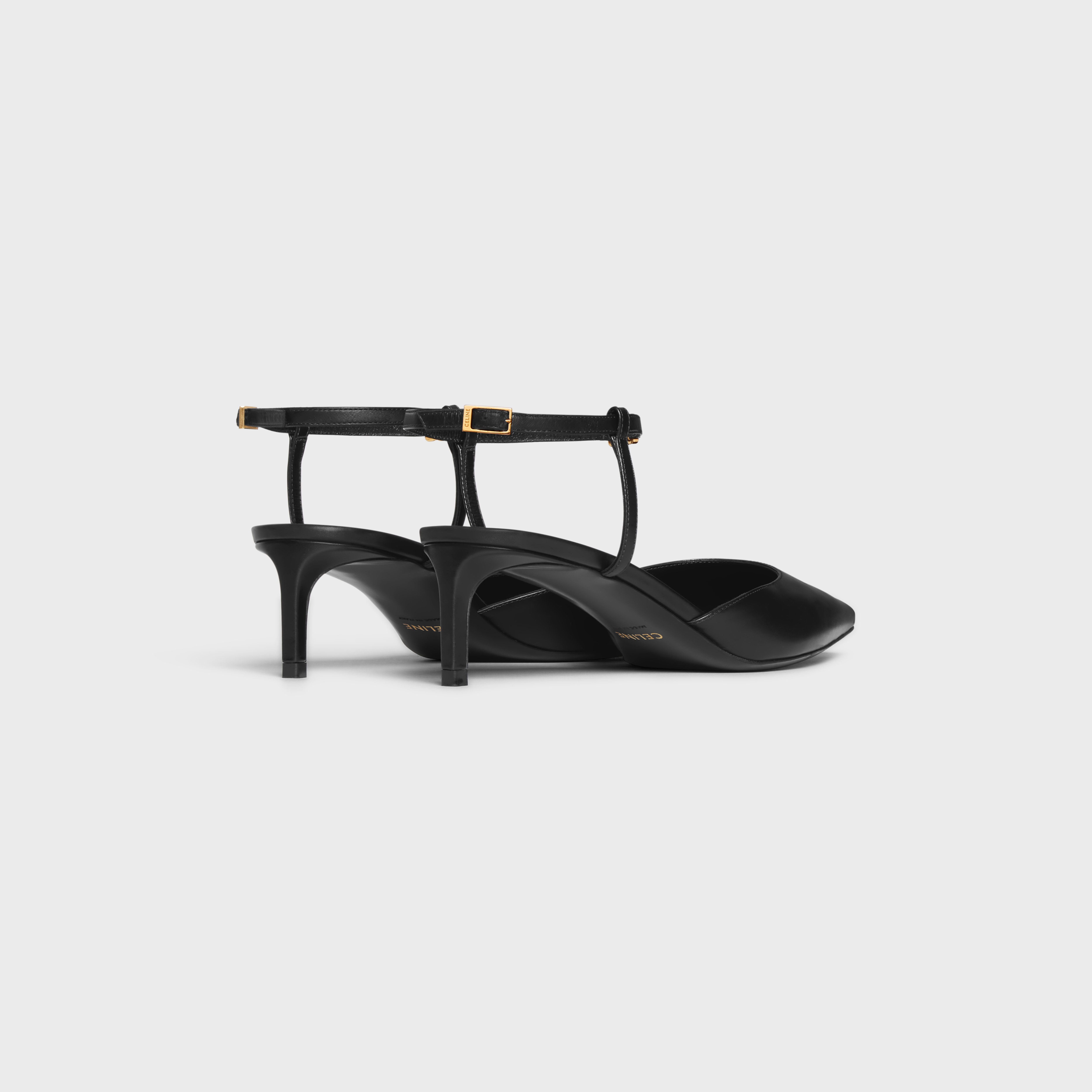 サンダル・ミュール CELINE | KITTEN WITH STRAP TRIOMPHE Pump 347873676C.38NO CELINE CELINE KITTEN WITH STRAP TRIOMPHE in CALFSKIN GOLD
