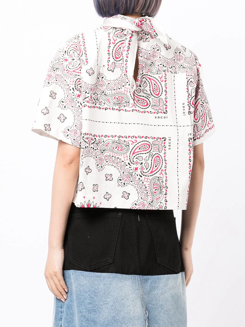 bandana-print cropped cotton T-shirt - 4