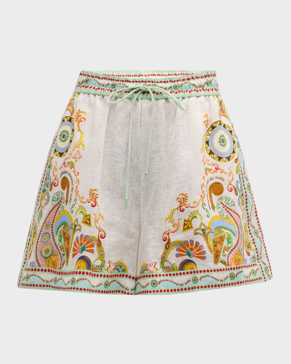 Pinball Drawstring Paisley Linen Shorts - 1