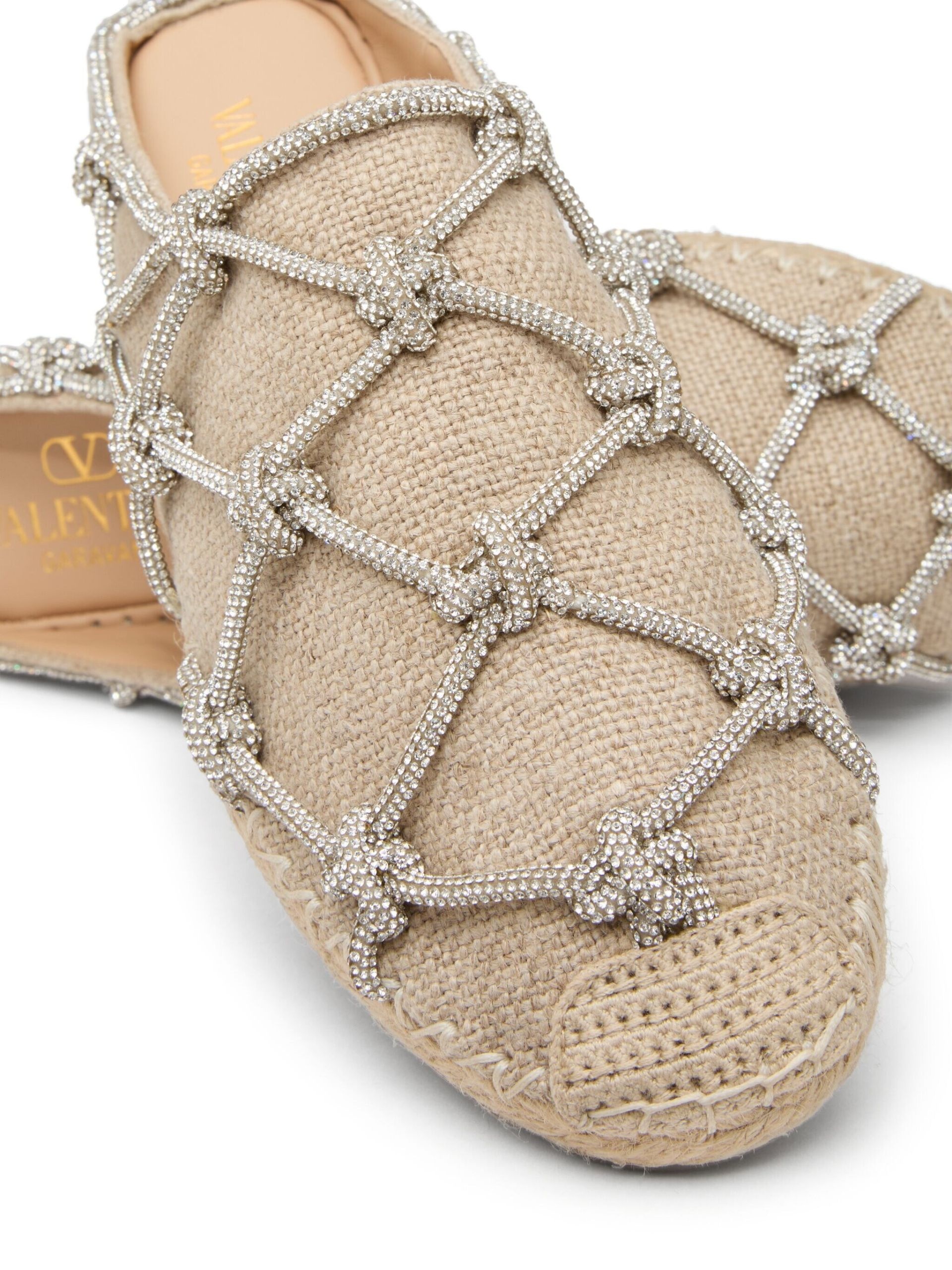 Neutral Knotted Linen Espadrilles - 5