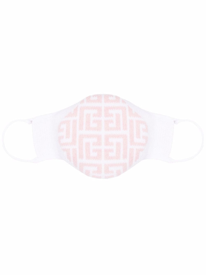 logo-intarsia knitted cotton face mask 1