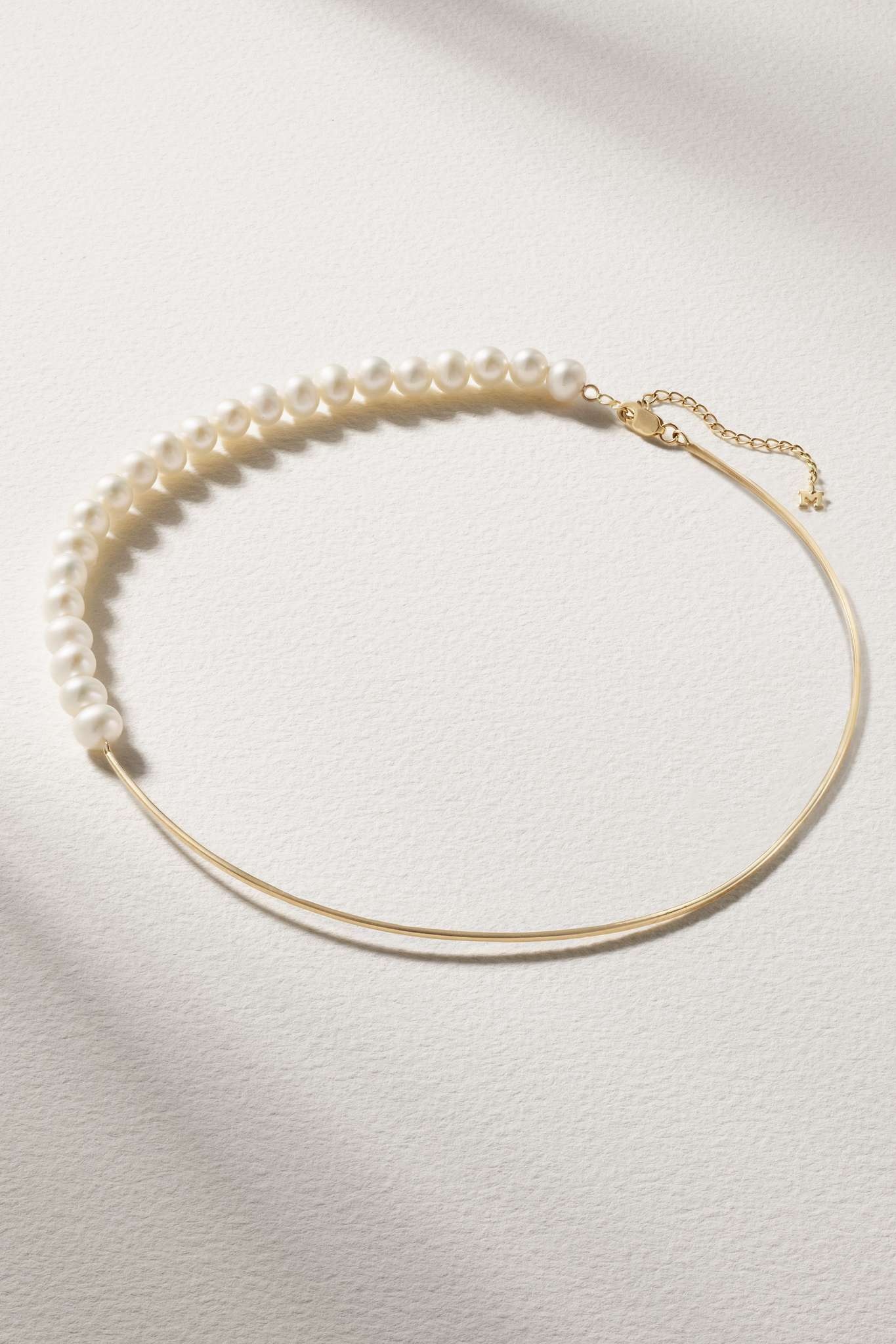 14-karat gold pearl choker - 1