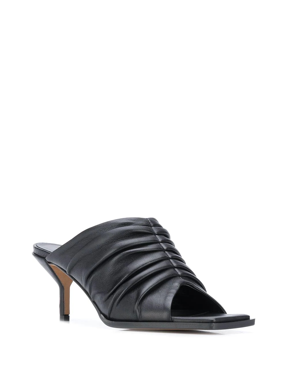 pleated square toe mules - 2