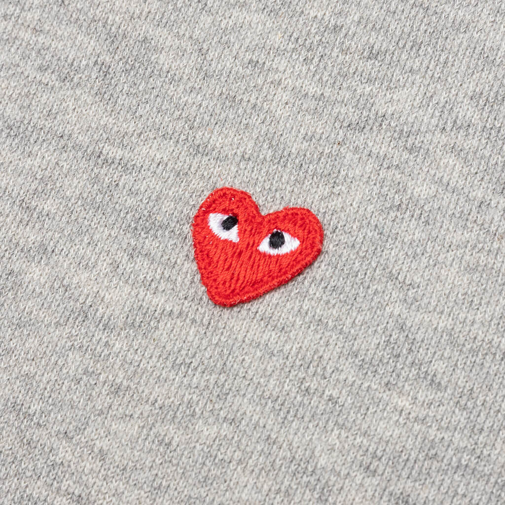 COMME DES GARCONS PLAY WOMEN'S SMALL RED HEART HOODIE - GREY - 3