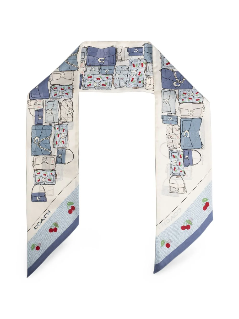 cherry-print silk scarf - 1