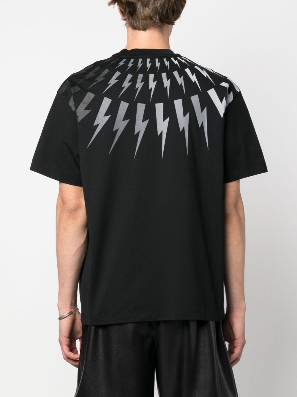 lightning-print cotton T-shirt - 4