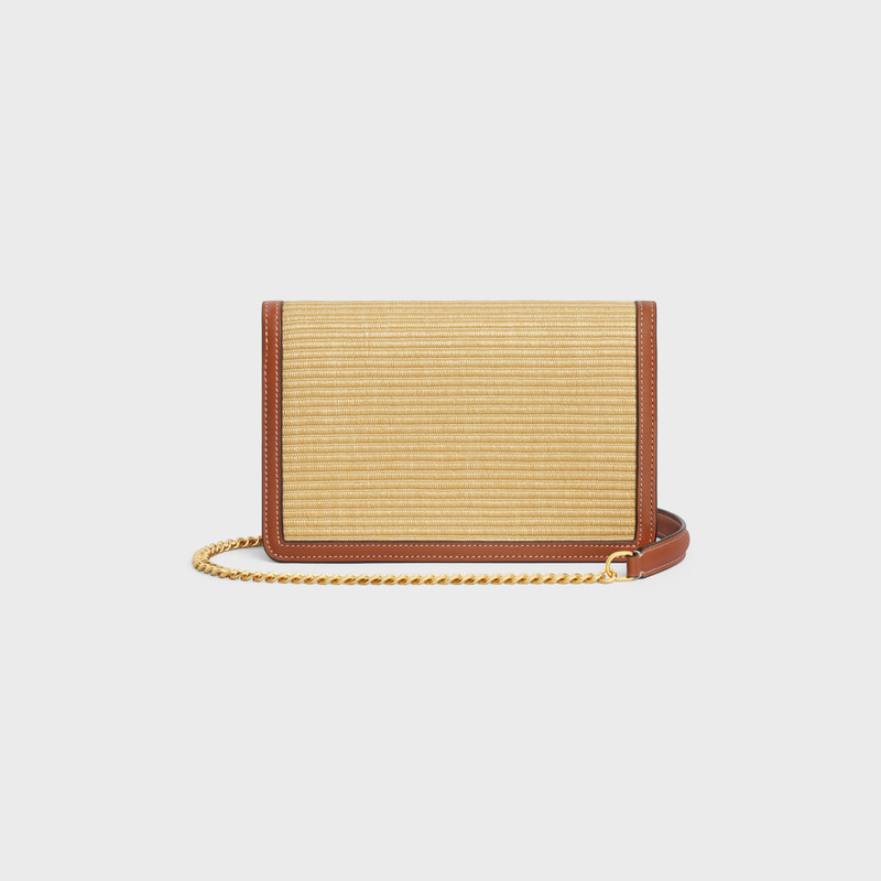 WALLET ON CHAIN MARGO in RAFFIA EFFECT TEXTILE and calfskin 3
