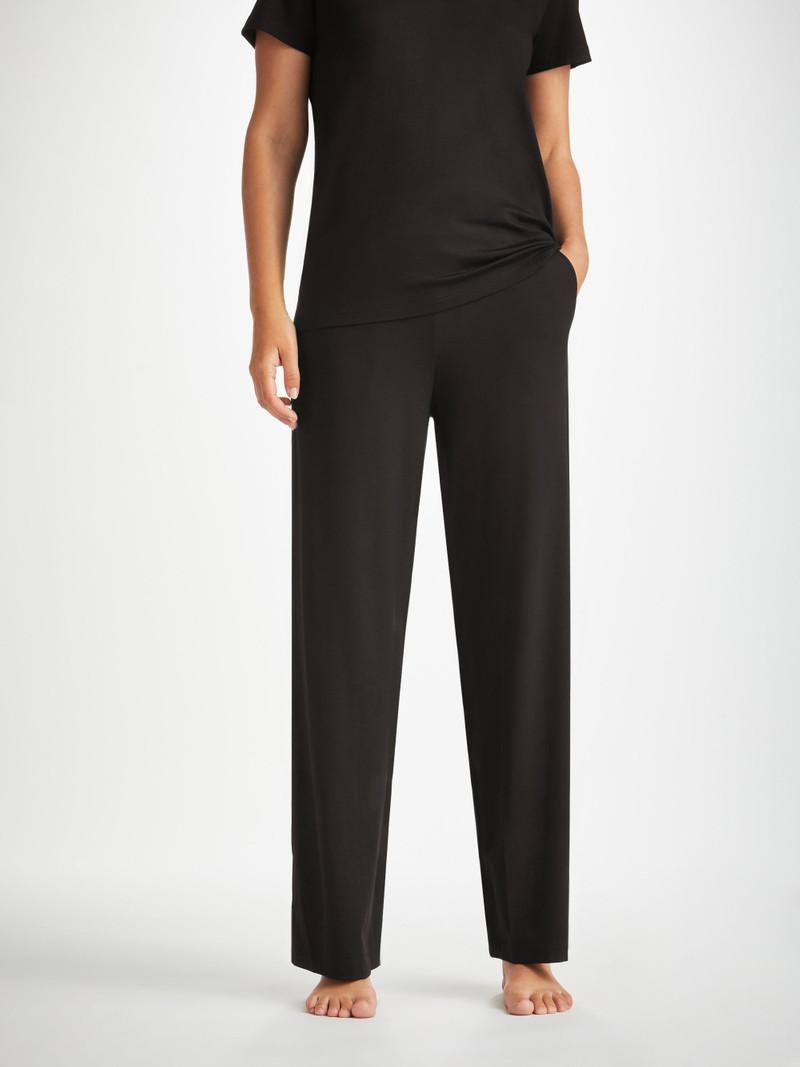 Derek Rose Women's Lounge Pants Basel Micro Modal Stretch Black outlook