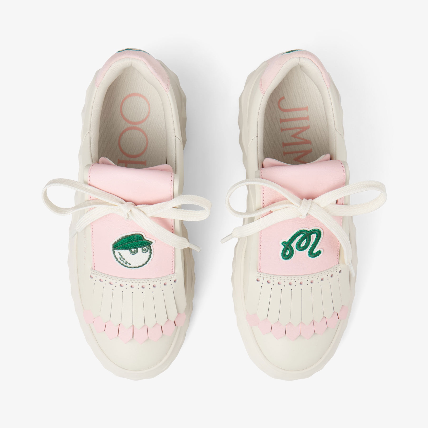 Jimmy Choo / Malbon 2.0 Diamond F 
Women's Latte Leather and Malbon Pink Trainers with Detachable Ki - 5