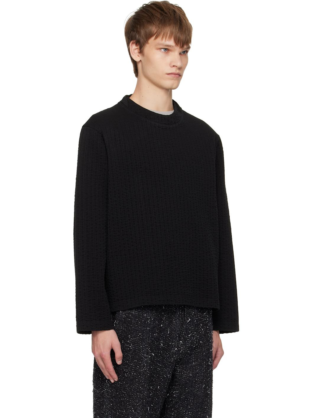 Black Embroidered Linestitch Smock T-shirt - 2
