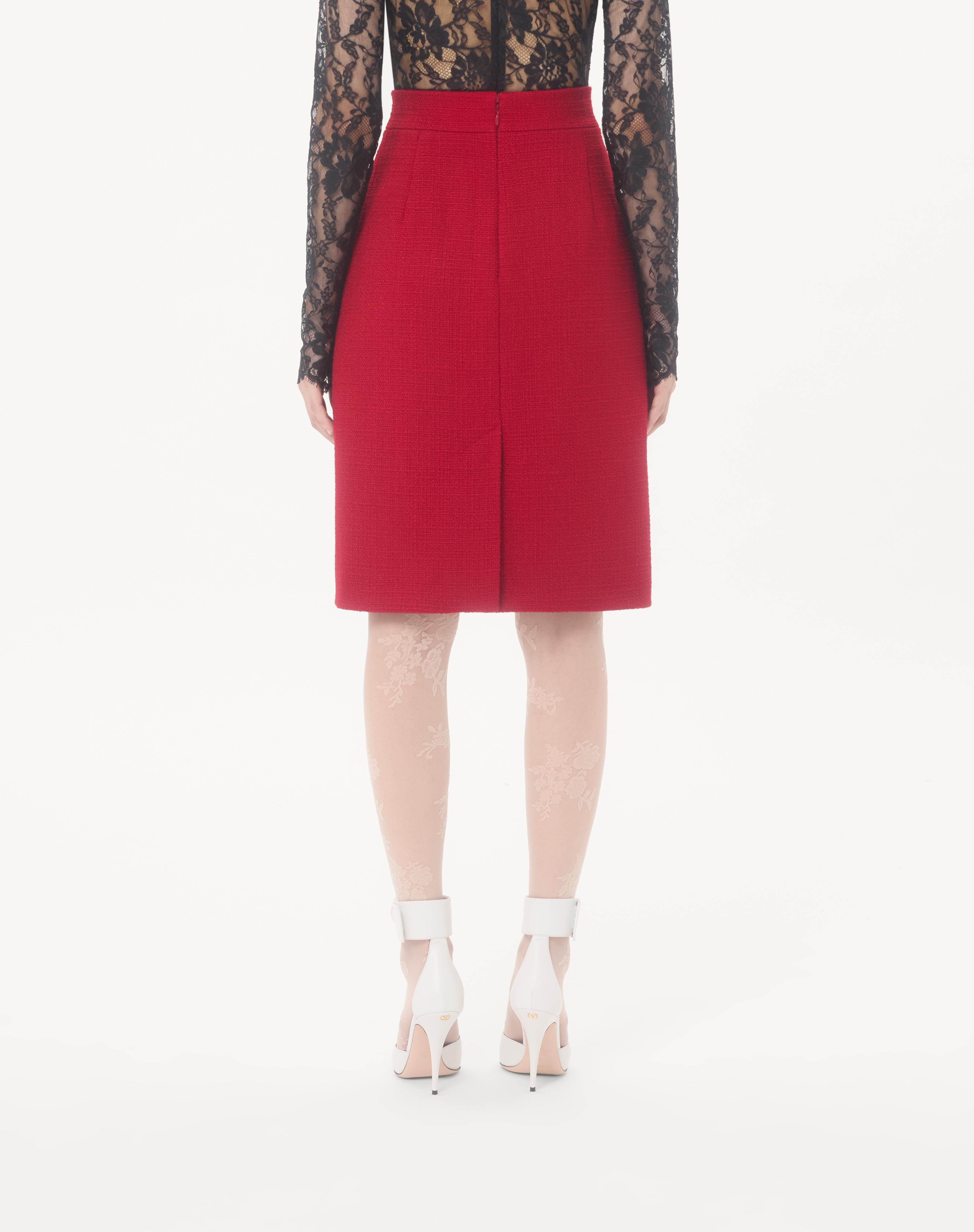 PLAIN WOOL TWEED SKIRT - 5