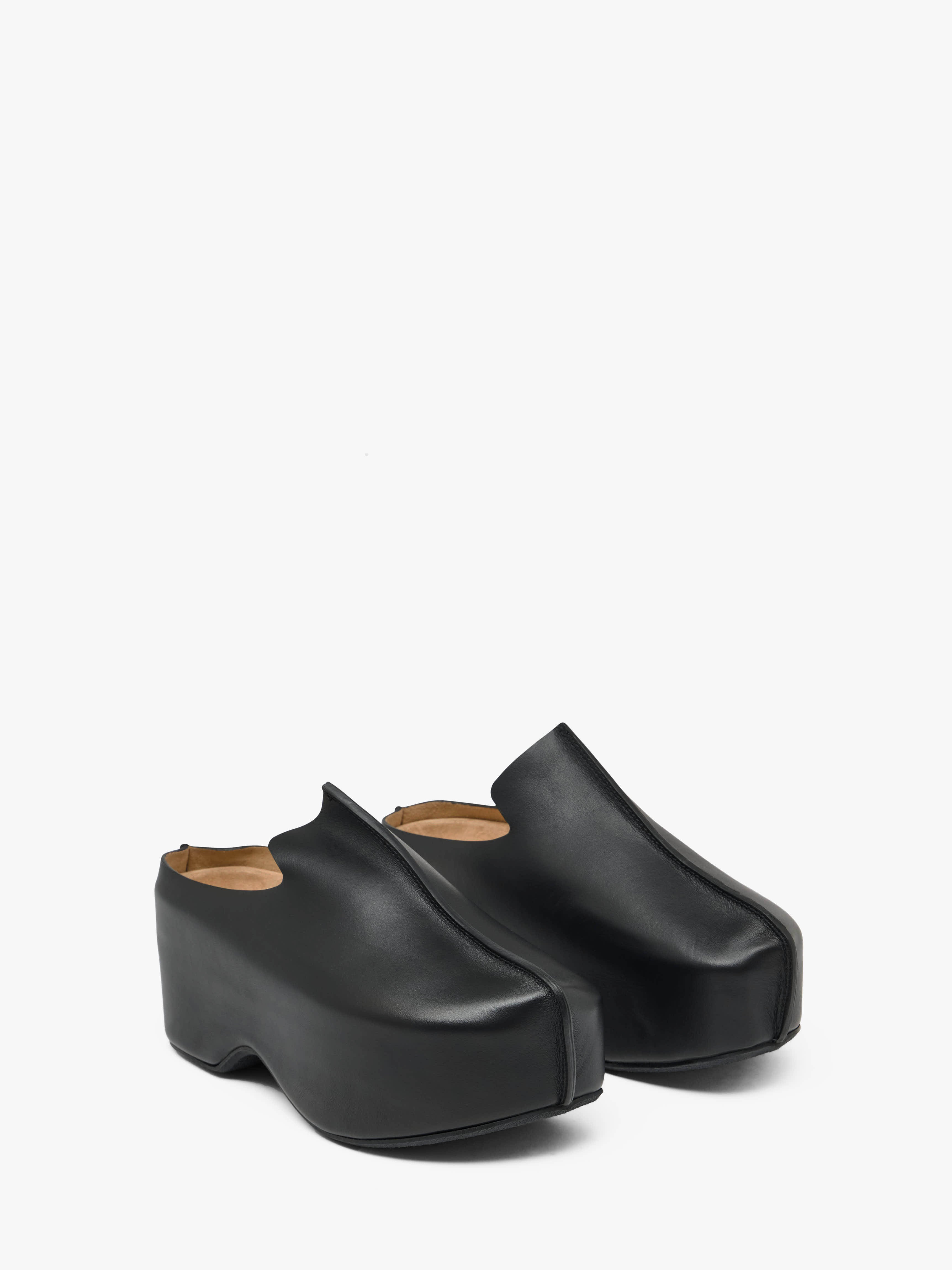 PLATFORM CLOG - HEELED LEATHER MULES - 2