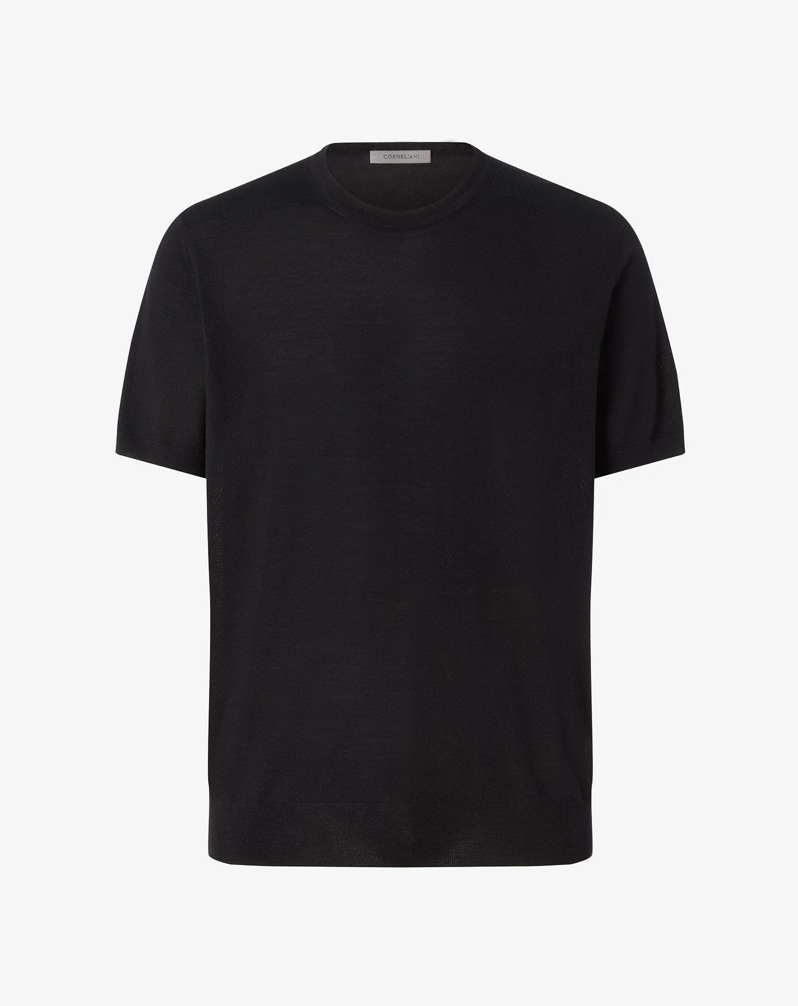 Black crew neck t-shirt made from pure wool - 1