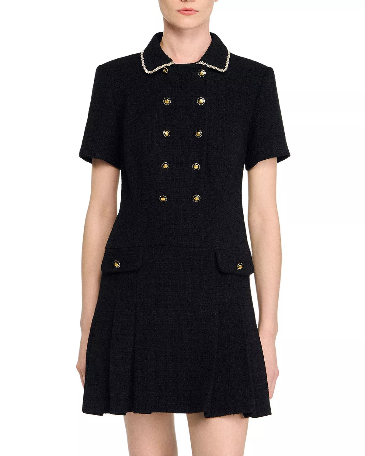 Button Front Tweed Dress - 1