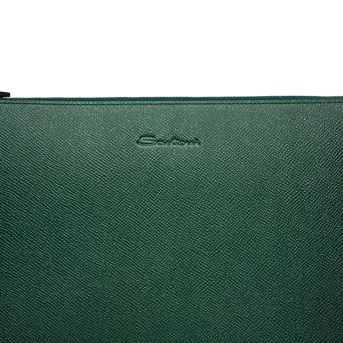 Green saffiano leather pouch - 4