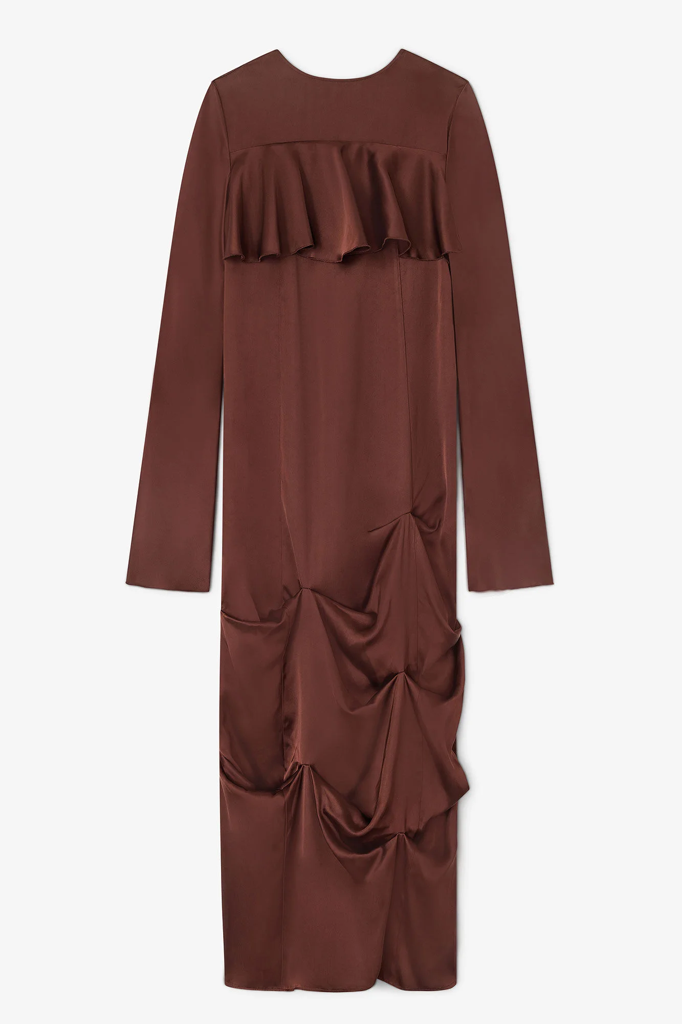 BROWN RUFFLE DRESS - 1
