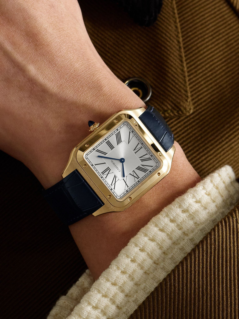 Cartier Santos-Dumont Extra-Large Hand-Wound 46.6mm 18-Karat Gold and Alligator Watch, Ref. No. CRWGSA0108 G outlook