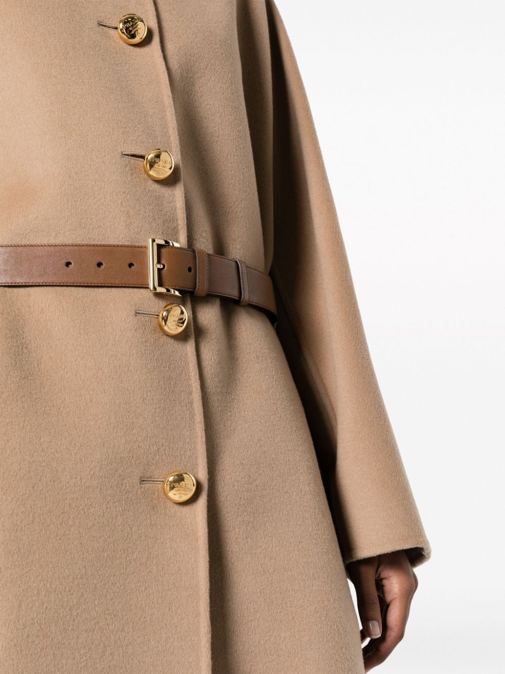 single-breasted belted coat - 5