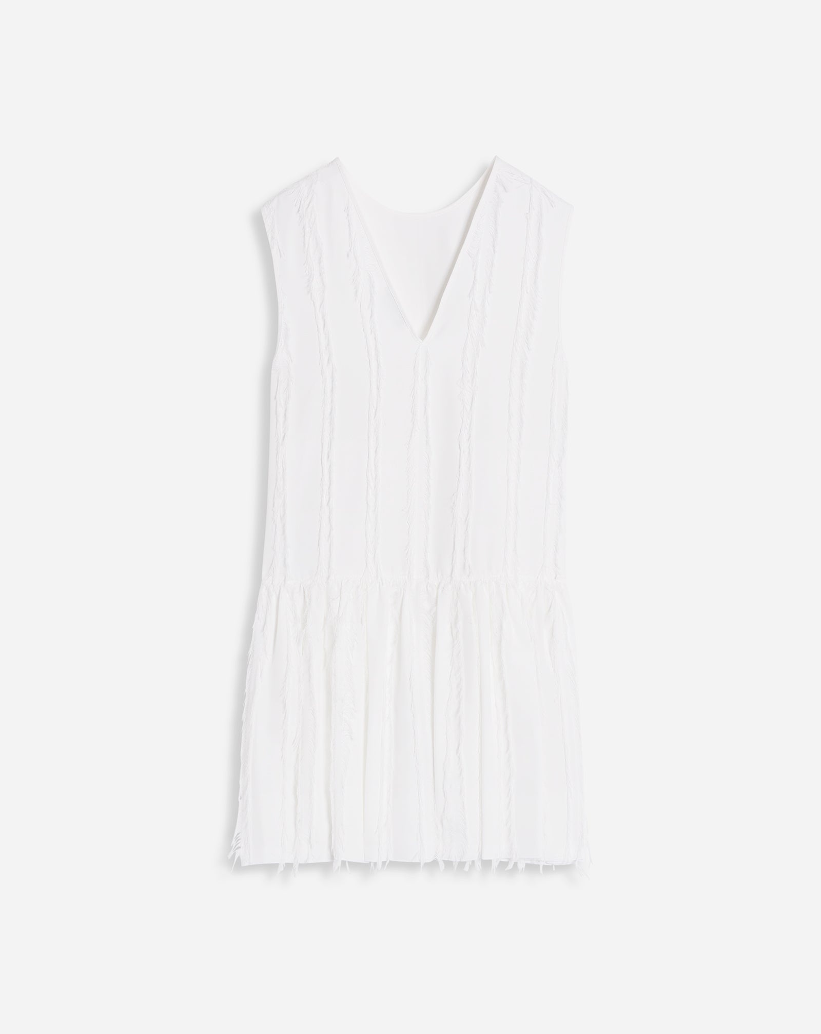 SLEEVLESS ROUND NECK DRESS WITH RUFFLES - 2
