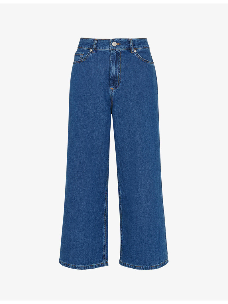 Wide-leg mid-rise cropped denim jeans 1