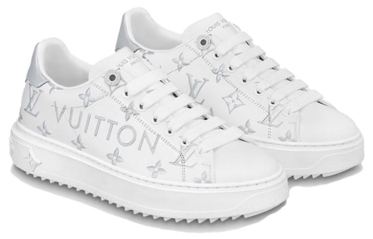 (WMNS) LOUIS VUITTON Time Out Sneakers 'White with Silver Monogram and Logo' 1AAVVA - 2