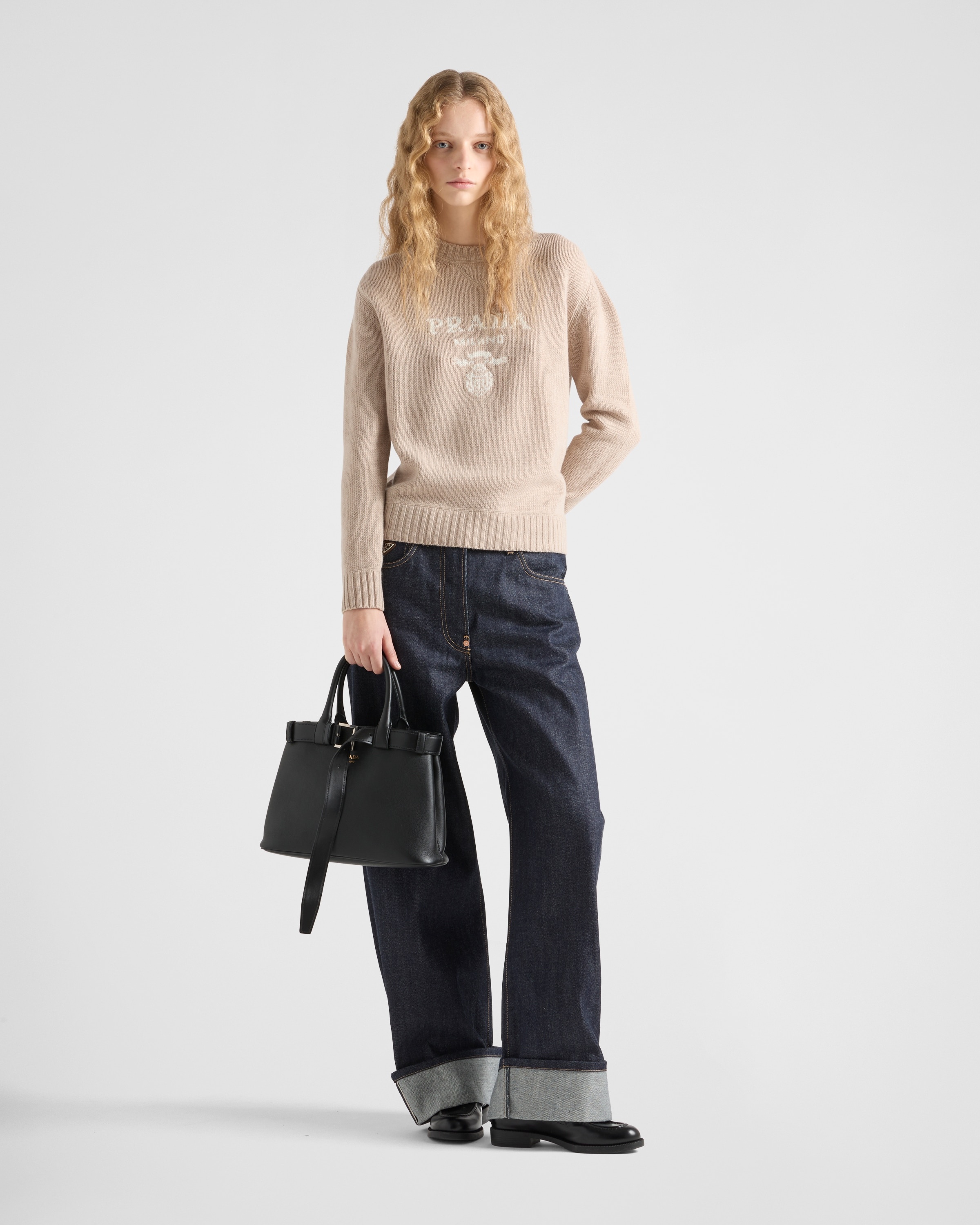 Cashmere and wool Prada logo crew-neck sweater - 2