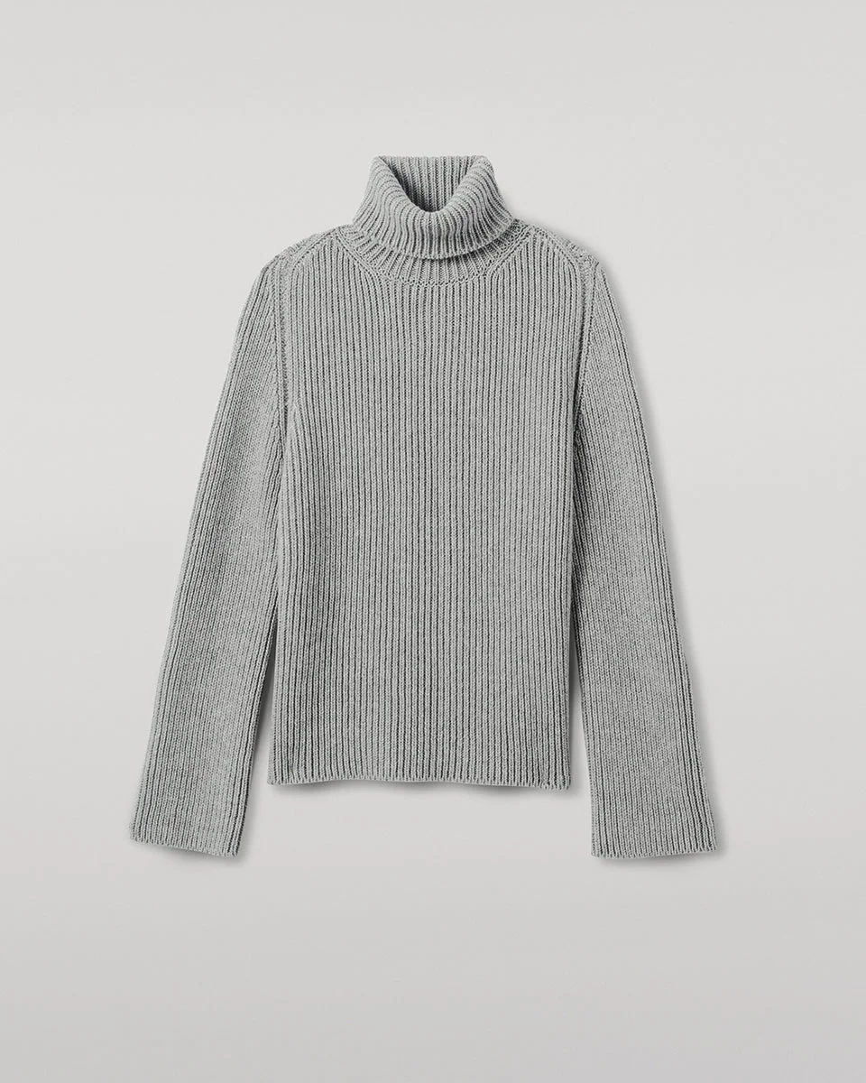 Roll-Collar Grey Cashmere Jumper - 1