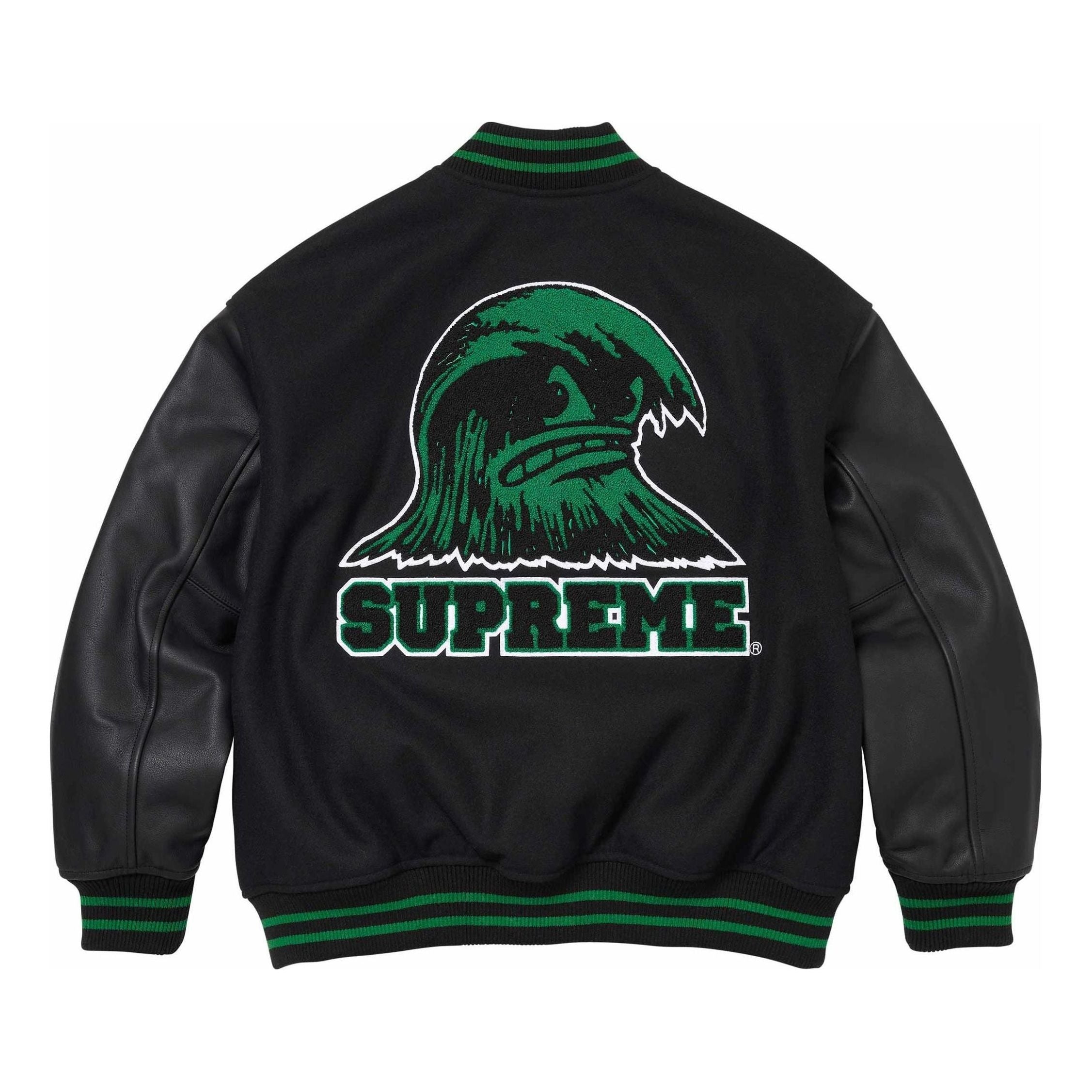 Supreme Wave Varsity Jacket 'Black Green' SUP-SS24-180 - 2