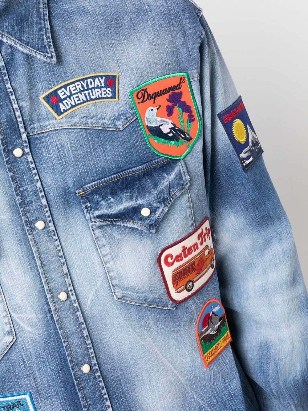 stonewashed logo-patch denim shirt - 5