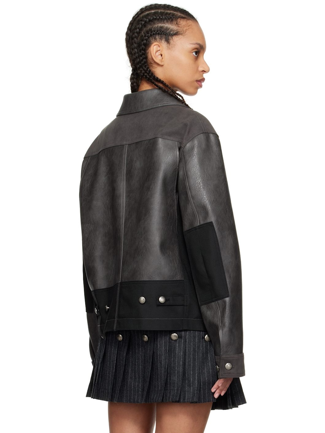 Gray Carpenter Faux-Leather Jacket - 3