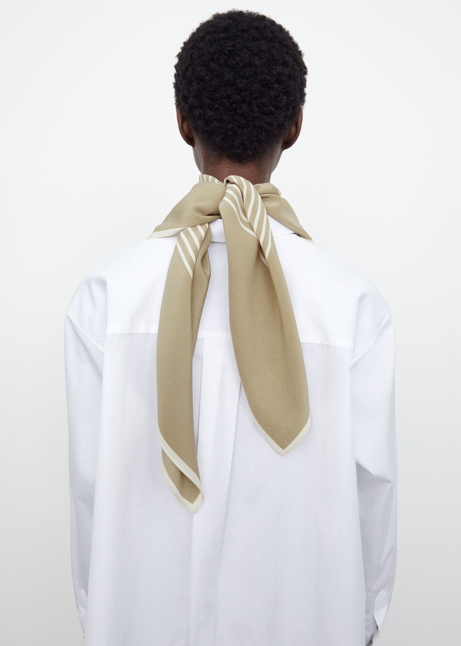 Centered monogram silk scarf peanut butter - 3