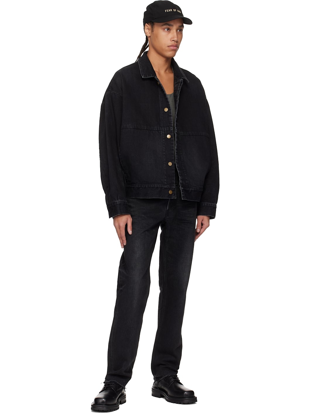 Black Trucker Denim Jacket - 4