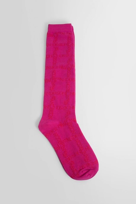 Jw anderson men's multicolor logo grid socks - 3