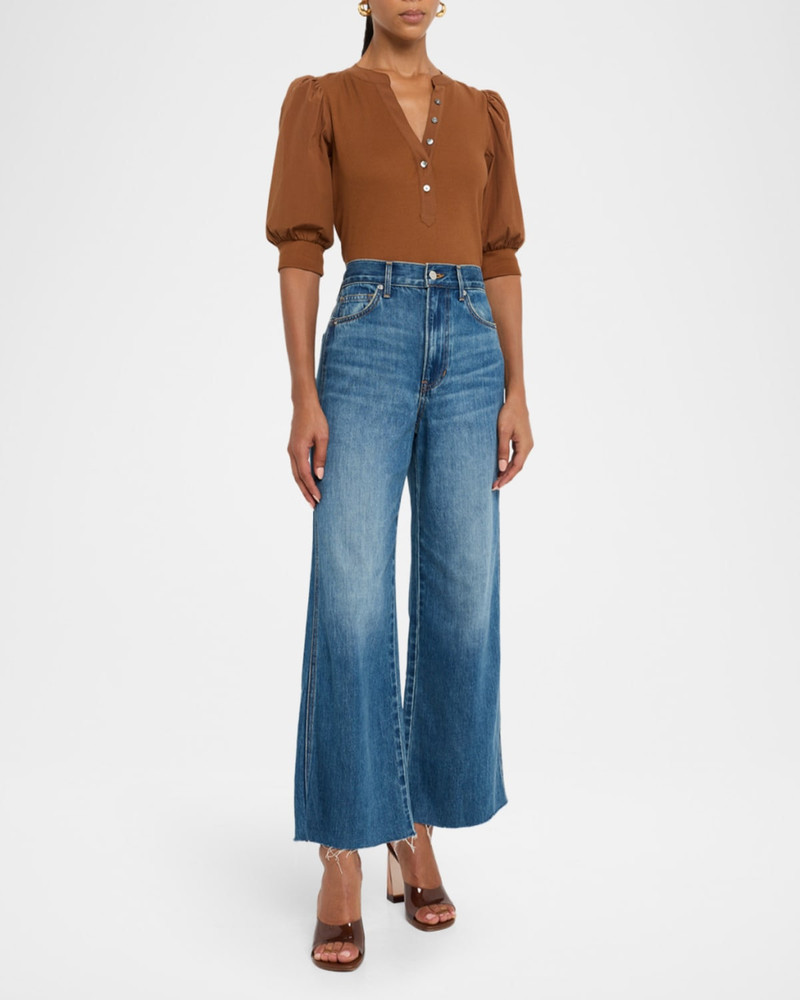 VERONICA BEARD Taylor Cropped High-Rise Wide Jeans outlook
