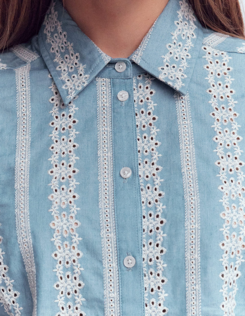 Cara Denim Shirt-Blue Broderie 3
