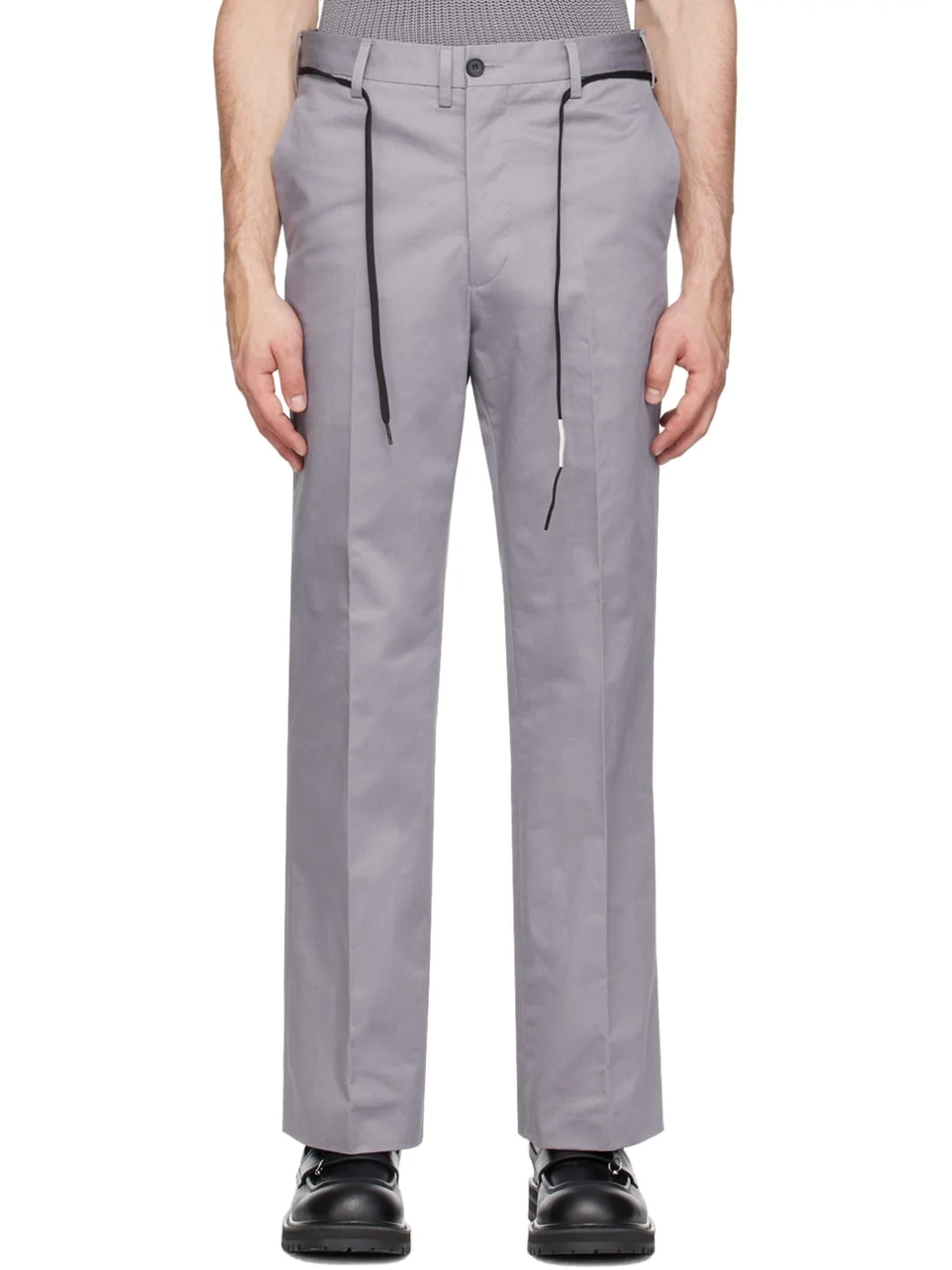 Gray Straight-Leg Trousers - 1