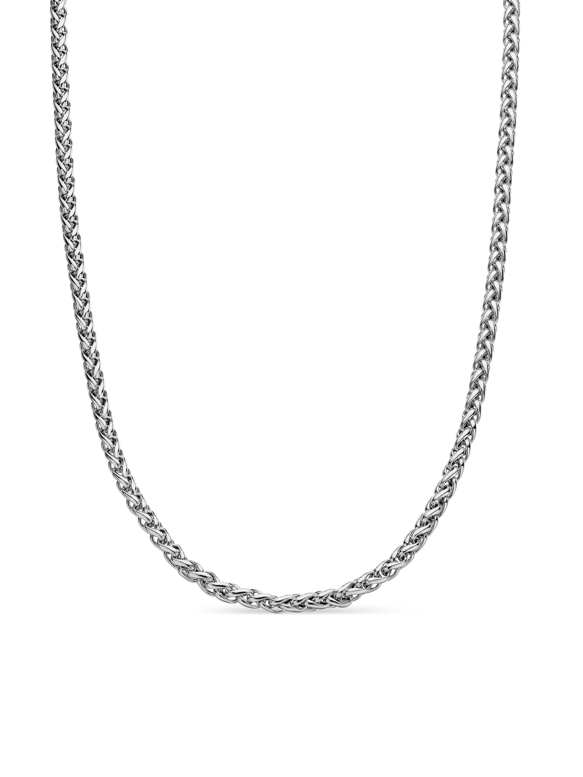Men's Wheat Chain Necklace in Sterling Silver - Silver - 1