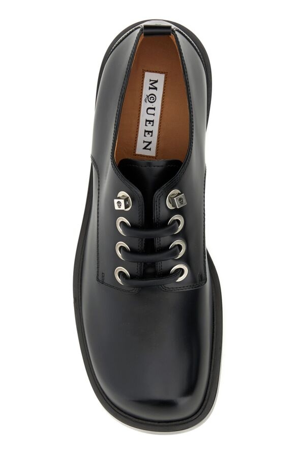 Black leather lace-up shoes - 4