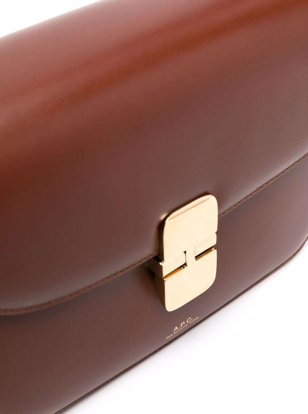 A.P.C. Women 'Grance' Brown Small Crossbody Bag Wirh Embossed Logo Lettering On The Front And Adjust - 3