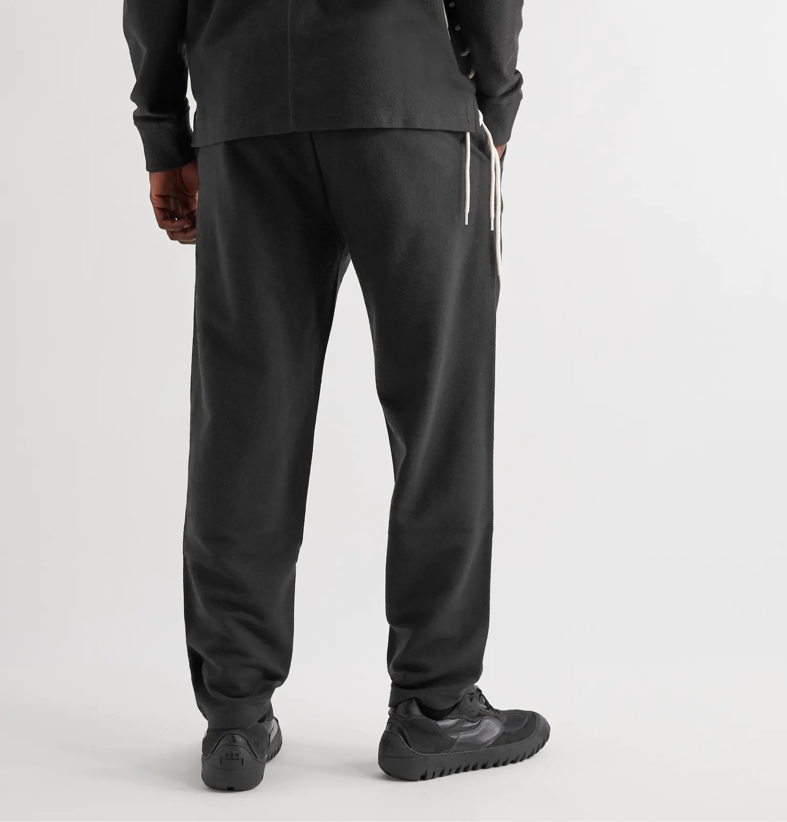 Tapered Lace-Detailed Loopback Cotton-Blend Jersey Sweatpants - 4