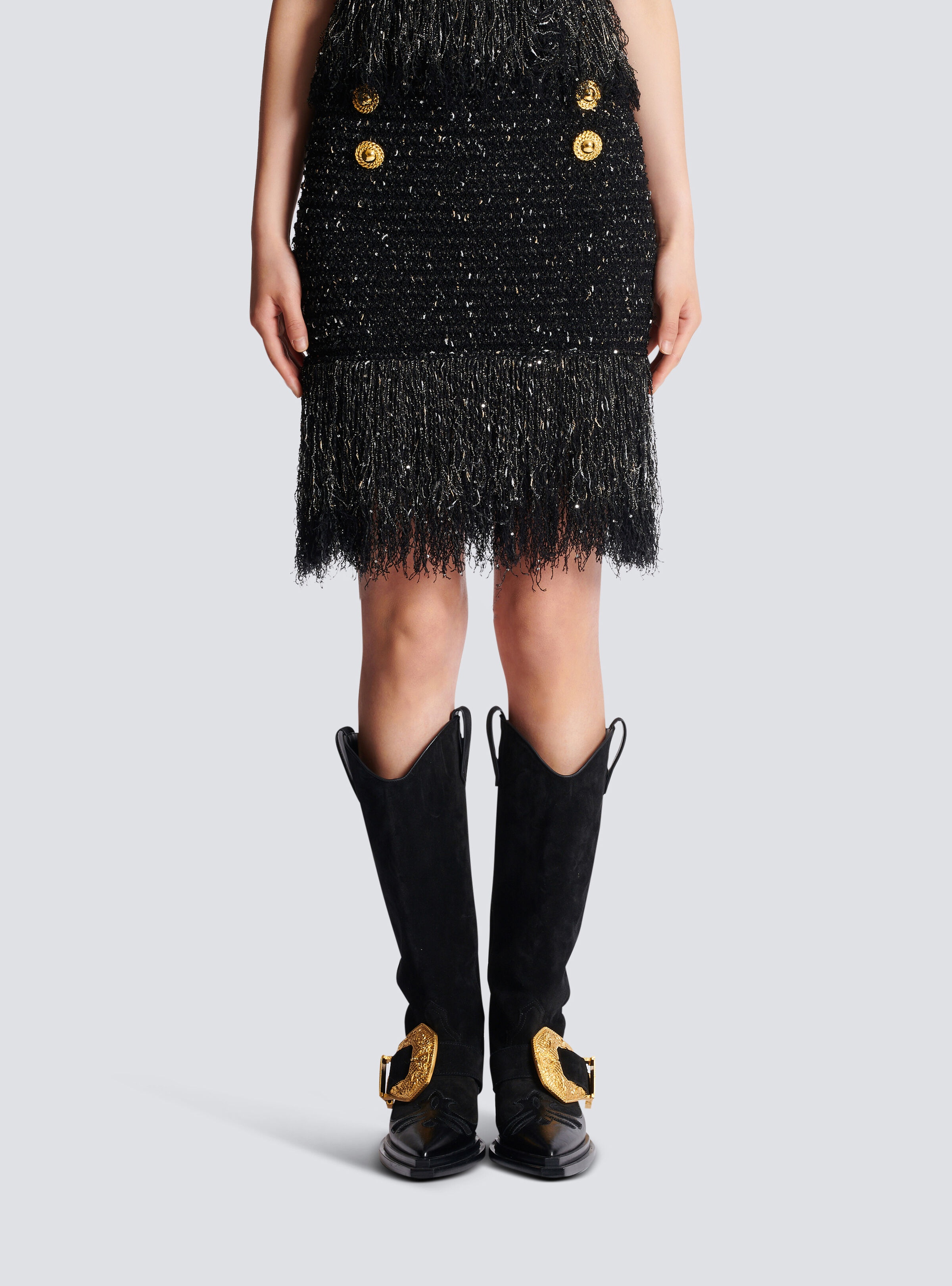 Fringed lurex tweed skirt - 5