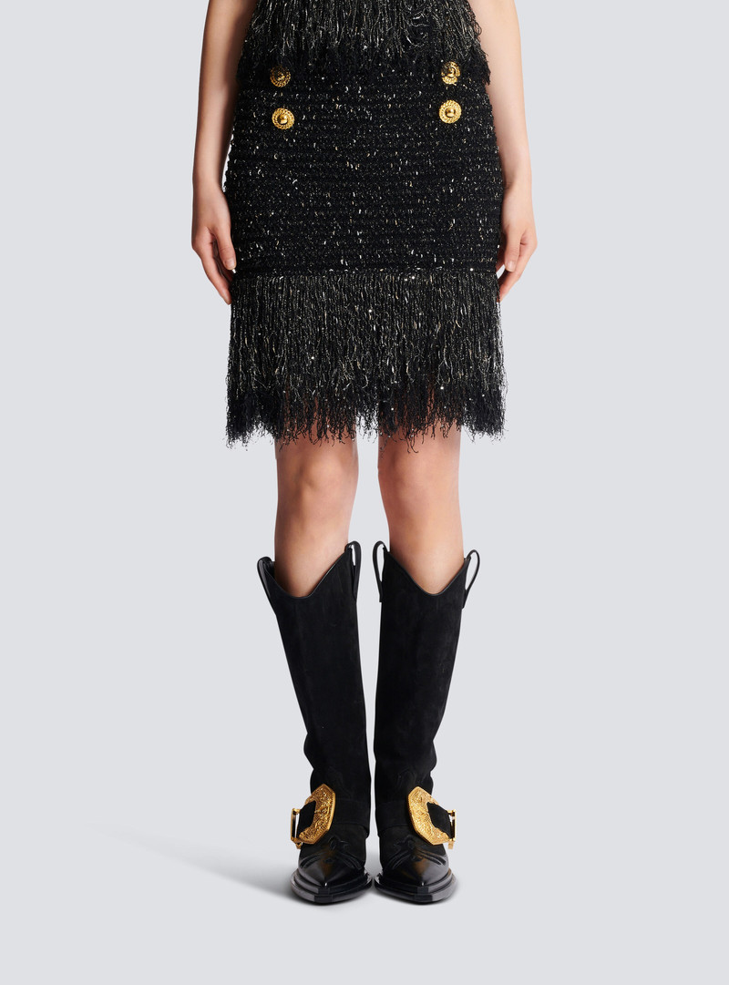 Fringed lurex tweed skirt 5