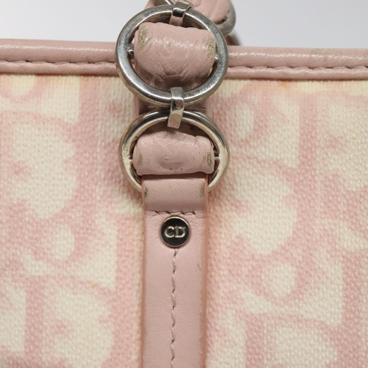 DIOR Trotter Canvas Romantic Hand Bag Pink Silver - 10