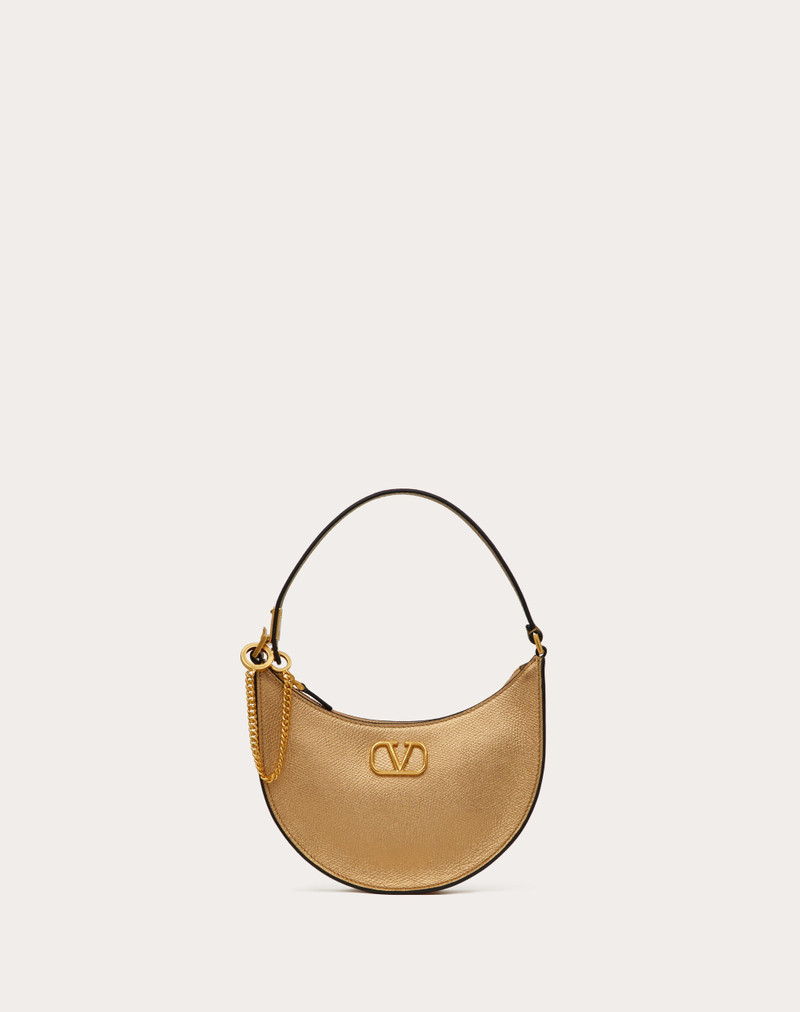 VLOGO SIGNATURE MINI HOBO BAG IN METALLIC GRAINY CALFSKIN 1
