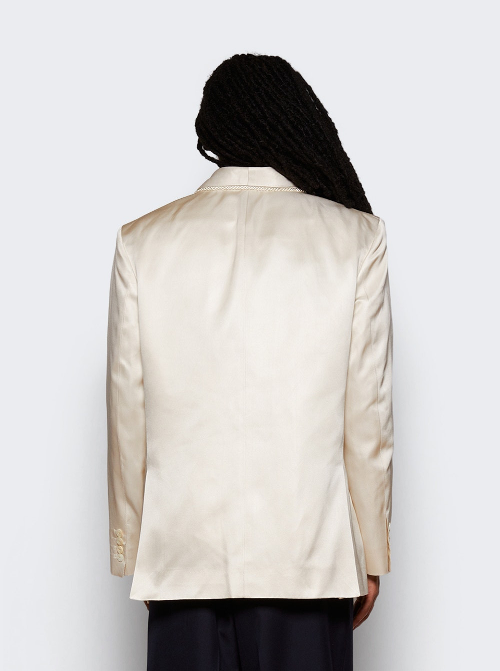 Roping Shawl Collar Tuxedo Jacket Ecru - 5